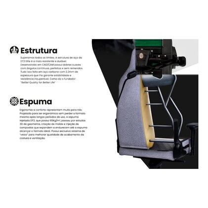 Cadeira Gamer DT3 Rhino Fabric, ergonomica e confortável em Tecido DT3 TechSoft™, espuma injetada, estrutura reforçada em aço, braços 4D+, suporta até 200kg e altura máx. de 2,00m (Cool Black) — imagem 4