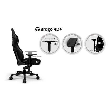 Cadeira Gamer DT3 Rhino Fabric, ergonomica e confortável em Tecido DT3 TechSoft™, espuma injetada, estrutura reforçada em aço, braços 4D+, suporta até 200kg e altura máx. de 2,00m (Cool Black) — imagem 6