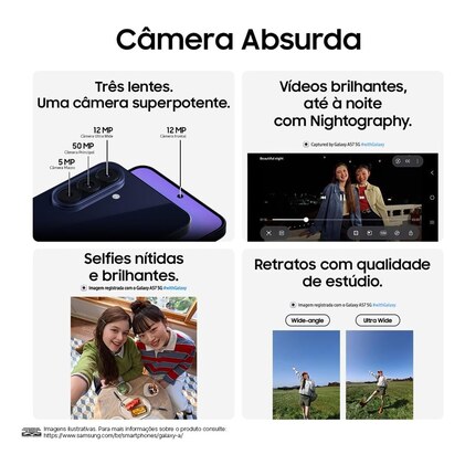 Celular Samsung Galaxy A57 5G 128GB, 8GB RAM, Câmera Tripla de até 50MP OIS, Selfie de 12MP Video HDR, IP68, Tela Super AMOLED 6.7", NFC, Recursos AI, Até 6 Atualizações de Android e Segurança (Lilás) — imagem 5
