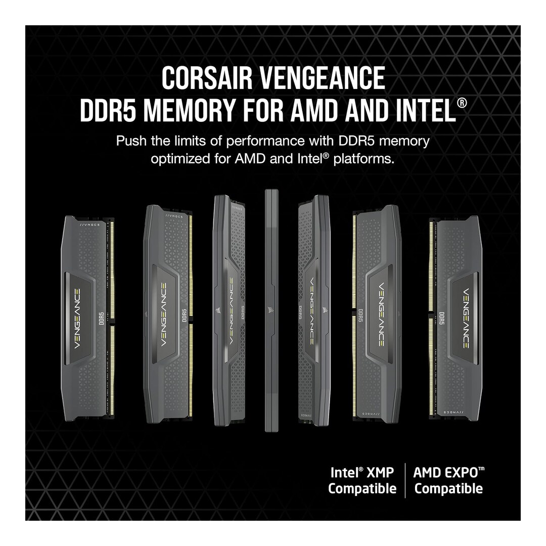 CORSAIR Vengeance DDR5 16GB (1 x 16GB) Até 6000MHz AMD Intel RAM | Memória de jogos de mesa, compatível com AMD EXPO e Intel XMP 3.0, CL36, cinza, CMK16GX5M1E6000Z36 — imagem 2