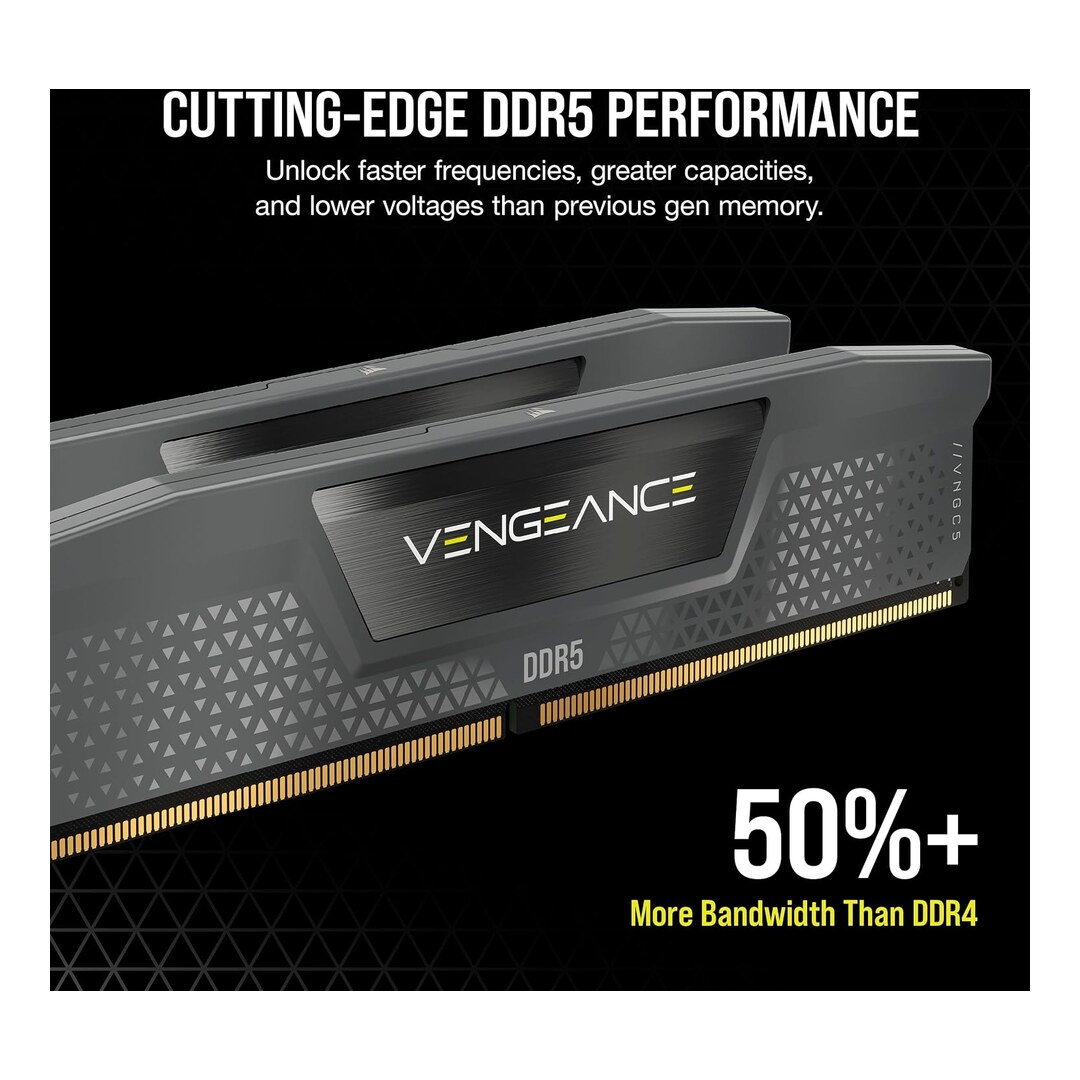 CORSAIR Vengeance DDR5 16GB (1 x 16GB) Até 6000MHz AMD Intel RAM | Memória de jogos de mesa, compatível com AMD EXPO e Intel XMP 3.0, CL36, cinza, CMK16GX5M1E6000Z36 — imagem 3
