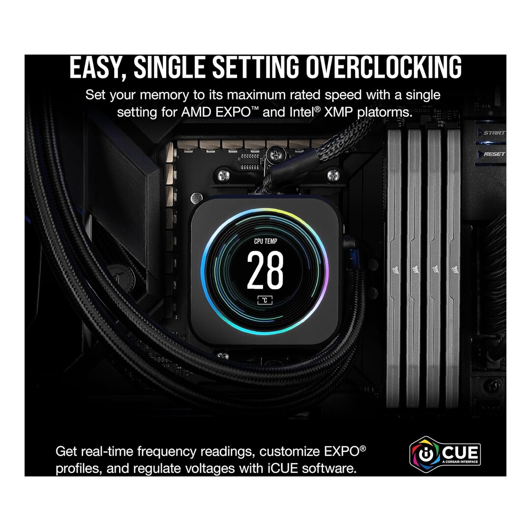 CORSAIR Vengeance DDR5 16GB (1 x 16GB) Até 6000MHz AMD Intel RAM | Memória de jogos de mesa, compatível com AMD EXPO e Intel XMP 3.0, CL36, cinza, CMK16GX5M1E6000Z36 — imagem 4