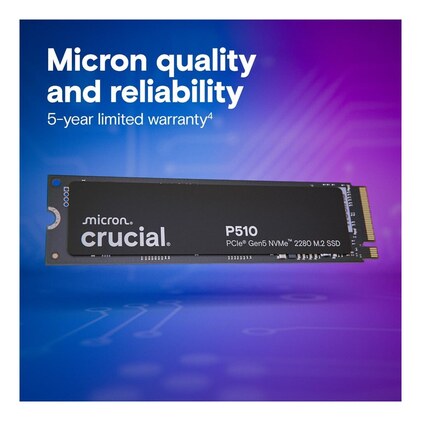 Crucial SSD NVMe P510 1TB Gen5, até 11.000 MB/s, SSD PCIe 5.0 M.2 2280, unidade de estado sólido interna, compatível com laptop, desktop + software Acronis - CT1000P510SSD8-01 — imagem 6