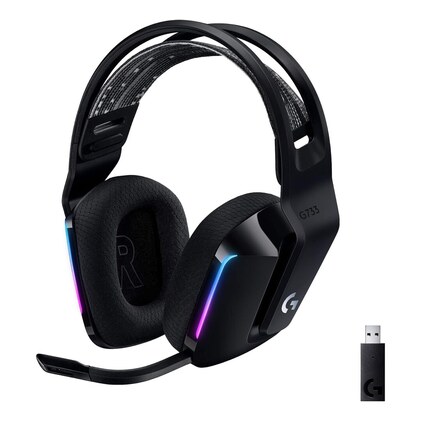 Headset Gamer Sem Fio Logitech G733 7.1 Dolby Surround com Tecnologia Blue VO!CE, RGB LIGHTSYNC, Drivers de Áudio Avançados e Bateria Recarregável para PC e PlayStation - Preto — imagem 1