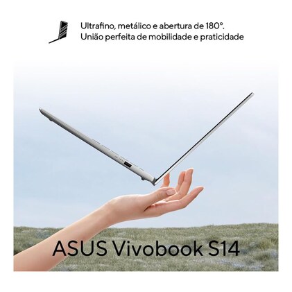Notebook ASUS Vivobook S14 IA PC, Core Ultra 7, 16 GB, 512 GB, Linux, 14'' Nivel IPS 60Hz, Matte Gray - S3407CA-LY121 — imagem 2