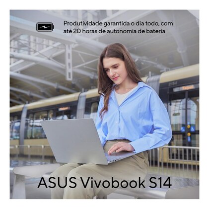Notebook ASUS Vivobook S14 IA PC, Core Ultra 7, 16 GB, 512 GB, Linux, 14'' Nivel IPS 60Hz, Matte Gray - S3407CA-LY121 — imagem 3