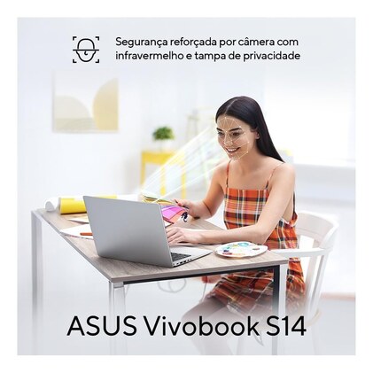 Notebook ASUS Vivobook S14 IA PC, Core Ultra 7, 16 GB, 512 GB, Linux, 14'' Nivel IPS 60Hz, Matte Gray - S3407CA-LY121 — imagem 5