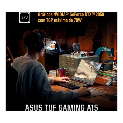 Notebook Gamer ASUS TUF Gaming A15, RTX3050 AMD RYZEN 7, 16 GB, 512 GB SSD, W11 Home, 15.6'' IPS 144Hz, Graphite Black - FA506NCG-HN217W — imagem 4