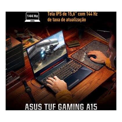 Notebook Gamer ASUS TUF Gaming A15, RTX3050 AMD RYZEN 7, 16 GB, 512 GB SSD, W11 Home, 15.6'' IPS 144Hz, Graphite Black - FA506NCG-HN217W — imagem 5