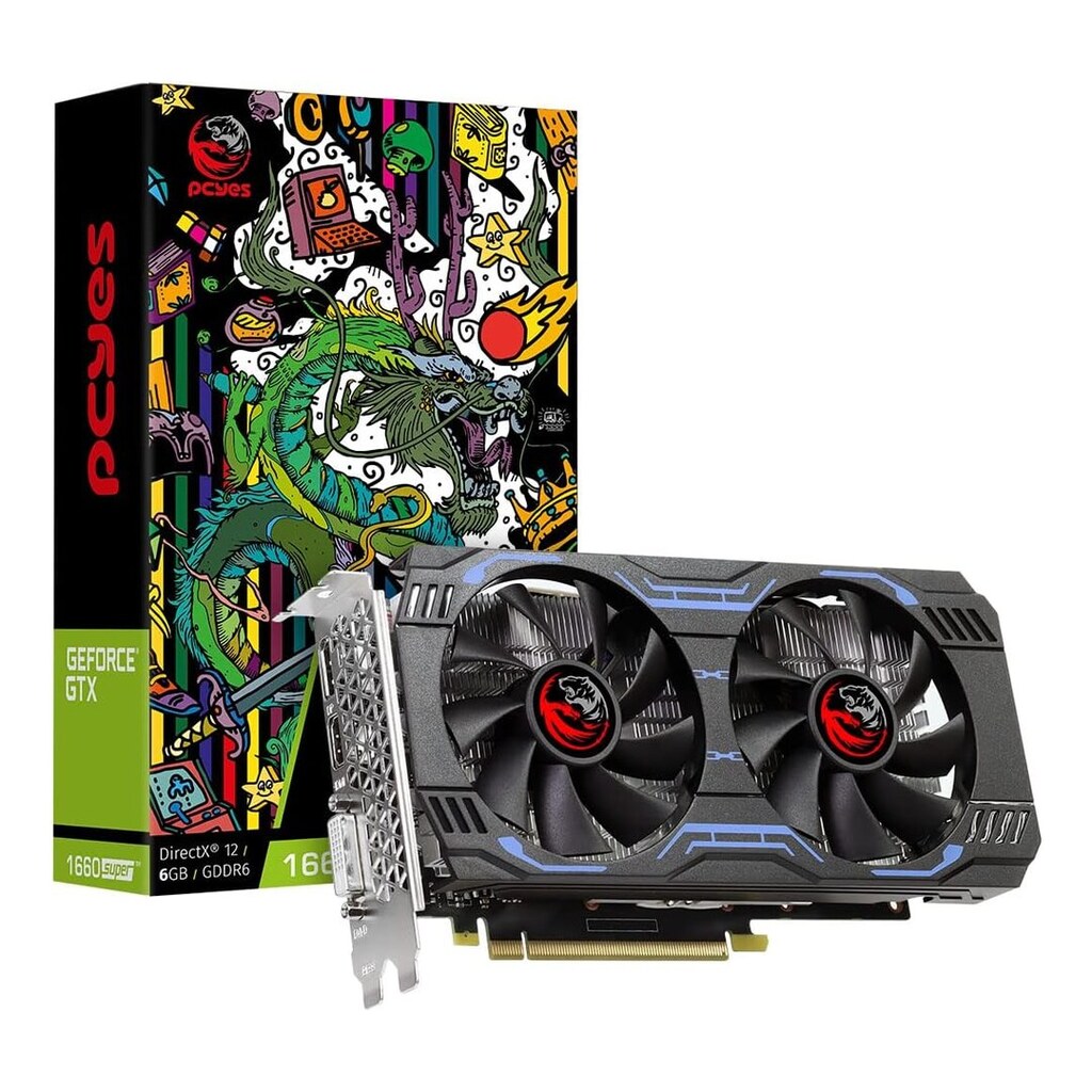 PCYES PLACA DE VIDEO NVIDIA GEFORCE GTX 1660 SUPER GDDR6 6GB 192BITS DUAL-FAN GRAFFITI SERIES - PA1660S6GR6DF - Cor: Preto