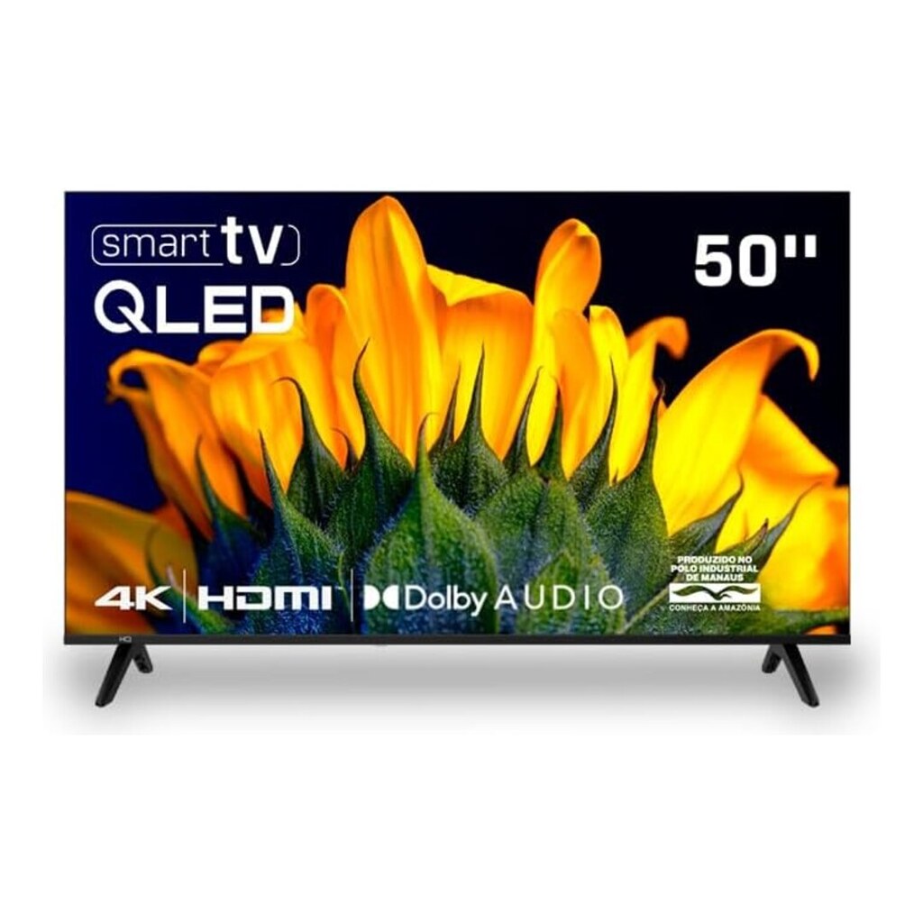 Smart TV HQ QLED 50 Polegadas HQ-QLED50SM 4K Wi-Fi Bluetooth, Dolby Audio, Apps, Netflix, YouTube e Prime Video, 3 HDMI.