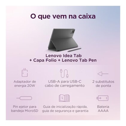 Tablet Lenovo Idea Tab 11" 90Hz - Octa-Core, 4GB RAM, 128GB, Wi-Fi 5, Android 15, Caneta e Capa — imagem 11