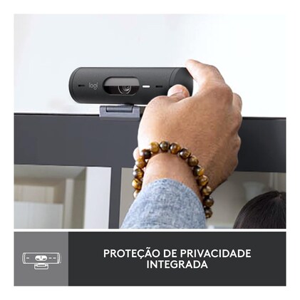 Webcam Full HD Logitech Brio 500, Câmera para PC com Microfones Duplos, Privacidade Integrada, RightLight 4 e Enquadramento Automático - Grafite — imagem 7